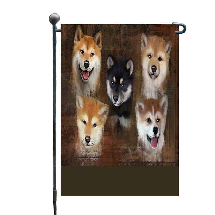 Personalized Rustic 5 Shiba Inu Dogs Custom Garden Flags GFLG-DOTD-A62573