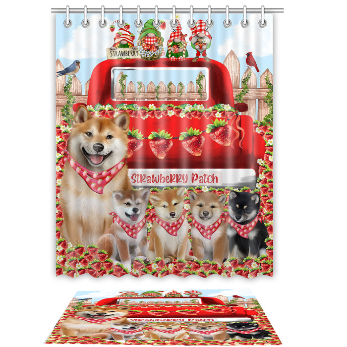 Shiba Inu Shower Curtain & Bath Mat Set: Explore a Variety of Designs, Custom, Personalized, Curtains with hooks and Rug Bathroom Decor, Gift for Dog and Pet Lovers