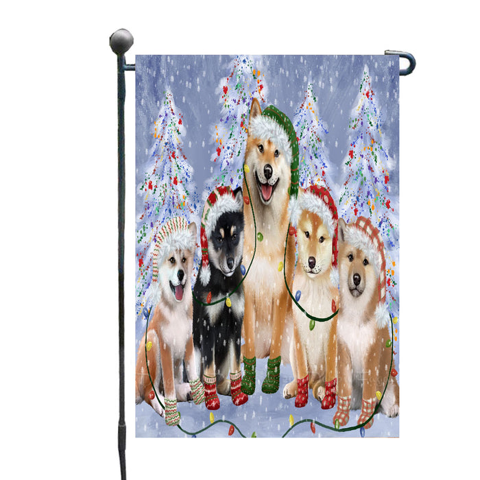 Christmas Lights and Shiba Inu Dogs Garden Flags- Outdoor Double Sided Garden Yard Porch Lawn Spring Decorative Vertical Home Flags 12 1/2"w x 18"h