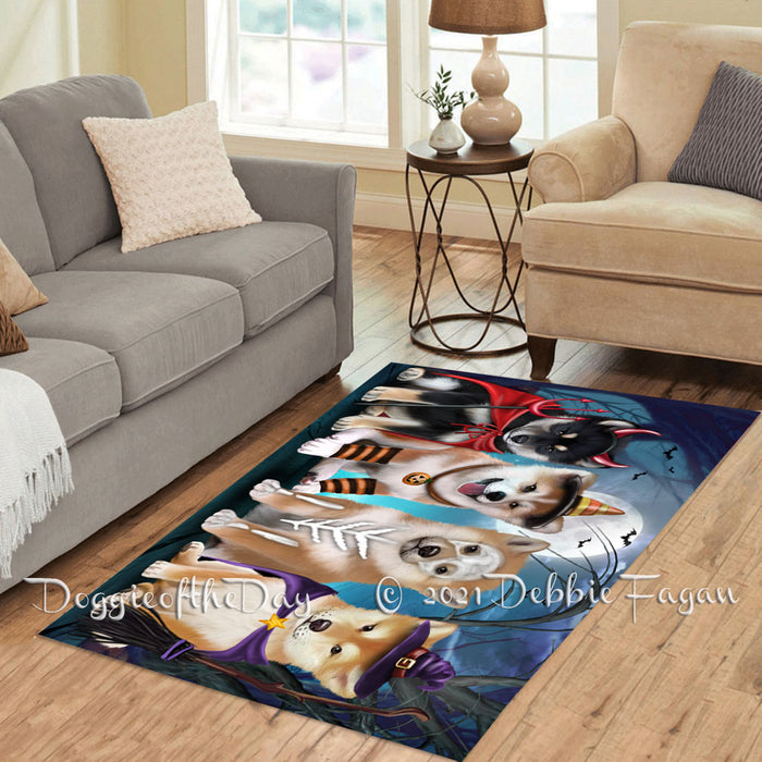 Happy Halloween Trick or Treat Shiba Inu Dogs Polyester Living Room Carpet Area Rug ARUG66425
