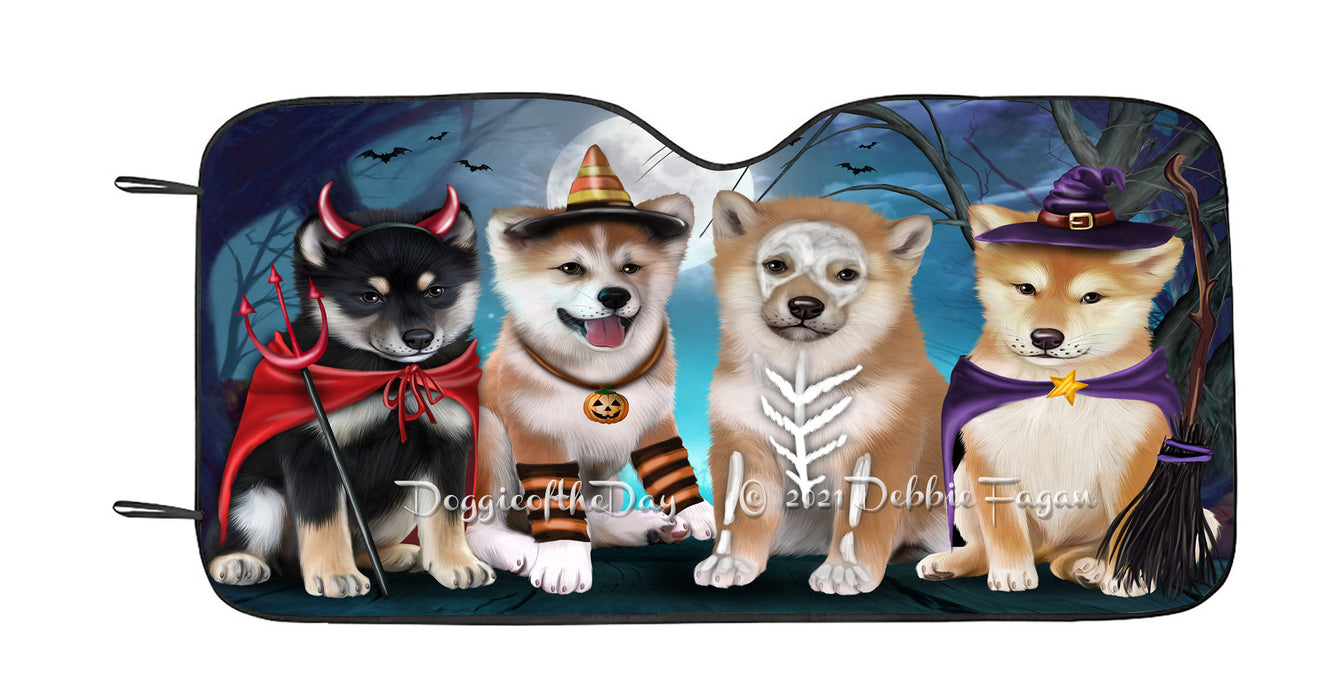 Happy Halloween Trick or Treat Shiba Inu Dogs Car Sun Shade Cover Curtain