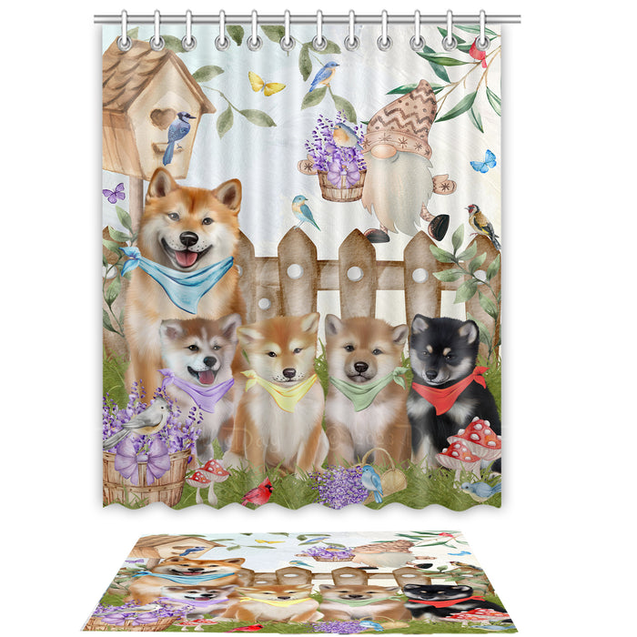 Shiba Inu Shower Curtain with Bath Mat Combo: Curtains with hooks and Rug Set Bathroom Decor, Custom, Explore a Variety of Designs, Personalized, Pet Gift for Dog Lovers