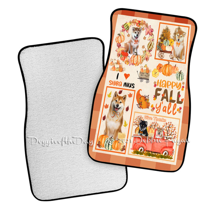 Happy Fall Y'all Pumpkin Shiba Inu Dogs Polyester Anti-Slip Vehicle Carpet Car Floor Mats CFM49312