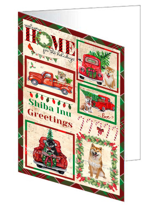 Welcome Home for Christmas Holidays Shiba Inu Dogs Handmade Artwork Assorted Pets Greeting Cards and Note Cards with Envelopes for All Occasions and Holiday Seasons GCD76289
