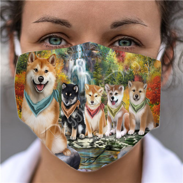 Scenic Waterfall Shiba Inu Dogs Face Mask FM49339