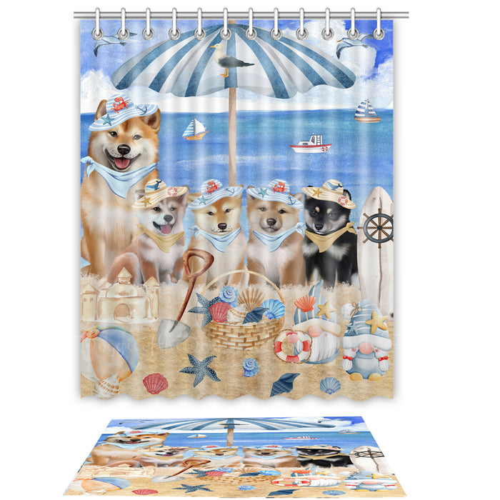 Shiba Inu Shower Curtain & Bath Mat Set - Explore a Variety of Personalized Designs - Custom Rug and Curtains with hooks for Bathroom Decor - Pet and Dog Lovers Gift