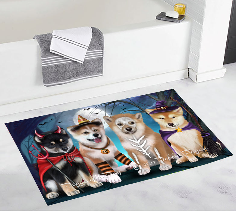 Happy Halloween Trick or Treat Shiba Inu Dogs Bathroom Rugs with Non Slip Soft Bath Mat for Tub BRUG55012