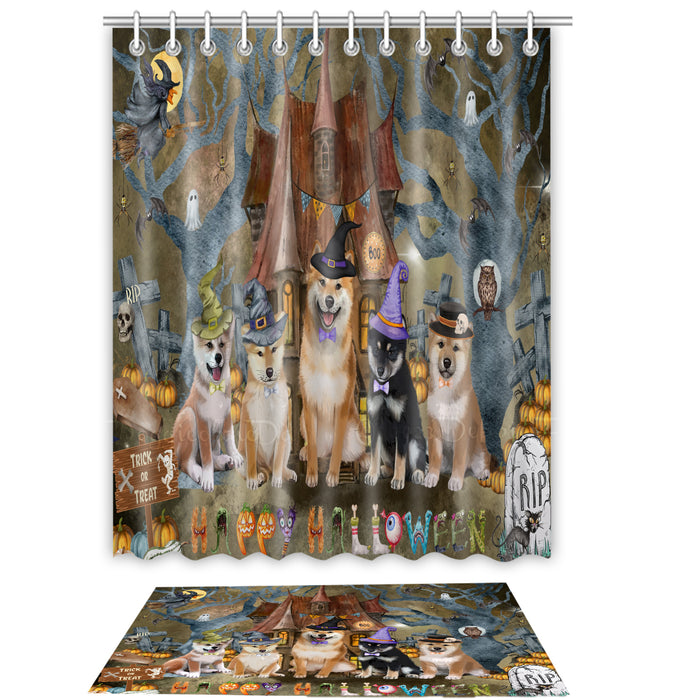 Shiba Inu Shower Curtain with Bath Mat Set, Custom, Curtains and Rug Combo for Bathroom Decor, Personalized, Explore a Variety of Designs, Dog Lover's Gifts