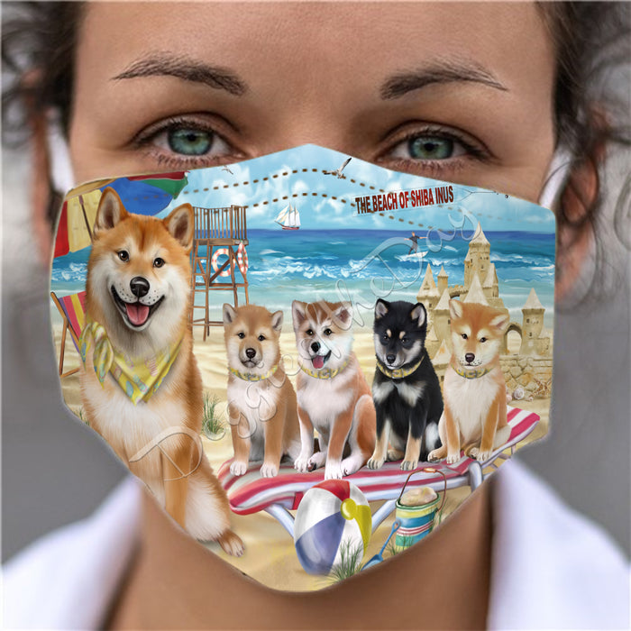 Pet Friendly Beach Shiba Inu Dogs Face Mask FM49138