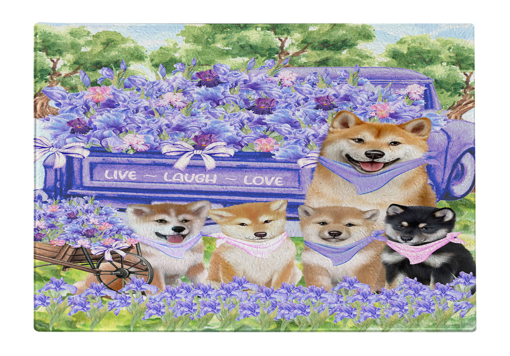 Shiba Inu Cutting Board: Explore a Variety of Personalized Designs, Custom, Tempered Glass Kitchen Chopping Meats, Vegetables, Pet Gift for Dog Lovers