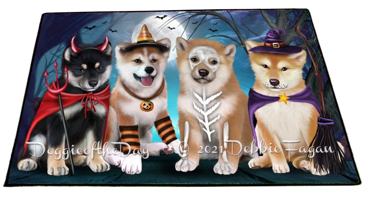 Happy Halloween Trick or Treat Shiba Inu Dogs Indoor/Outdoor Welcome Floormat - Premium Quality Washable Anti-Slip Doormat Rug FLMS58453