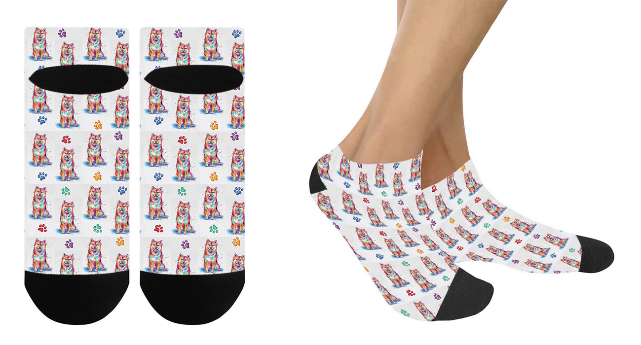 Watercolor Shiba Inu Dogs Women's Ankle Socks