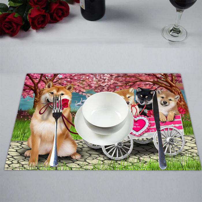 I Love Shiba Inu Dogs in a Cart Placemat
