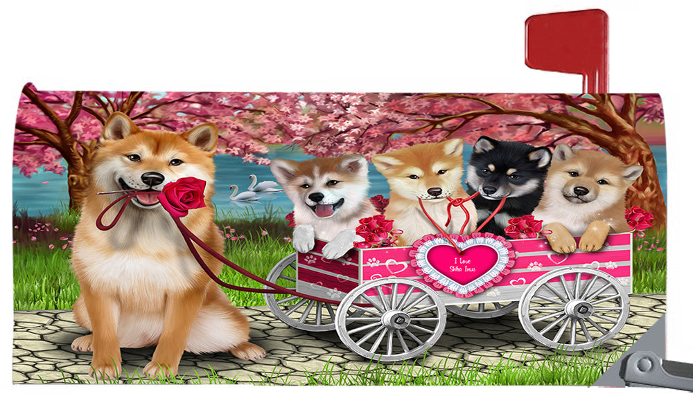 I Love Shiba Inu Dogs in a Cart Magnetic Mailbox Cover MBC48585