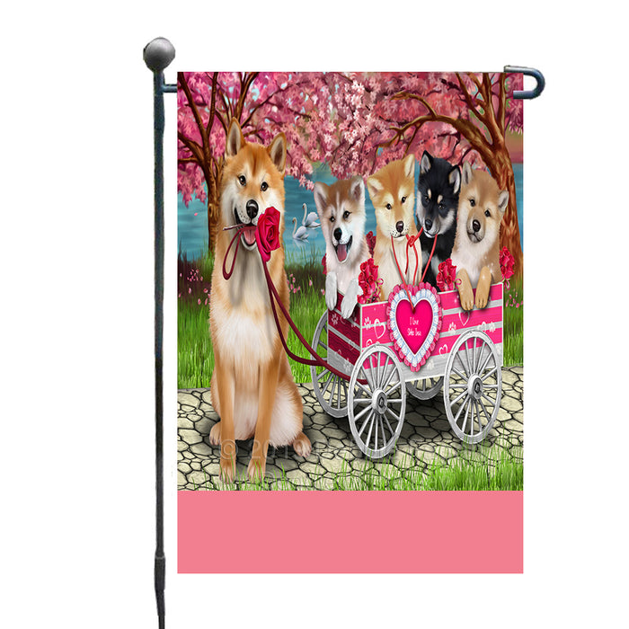 Personalized I Love Shiba Inu Dogs in a Cart Custom Garden Flags GFLG-DOTD-A62186