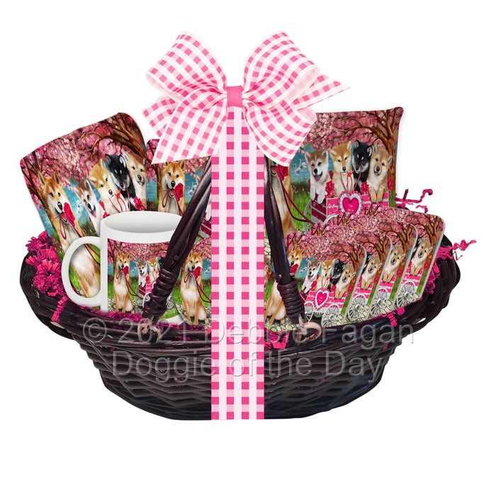 Mother's Day Gift Basket Shiba Inu Dogs Blanket, Pillow, Coasters, Magnet, Coffee Mug and Ornament