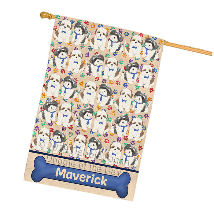 Rainbow Paw Print Shih Tzu Dogs House Flag FLG65382