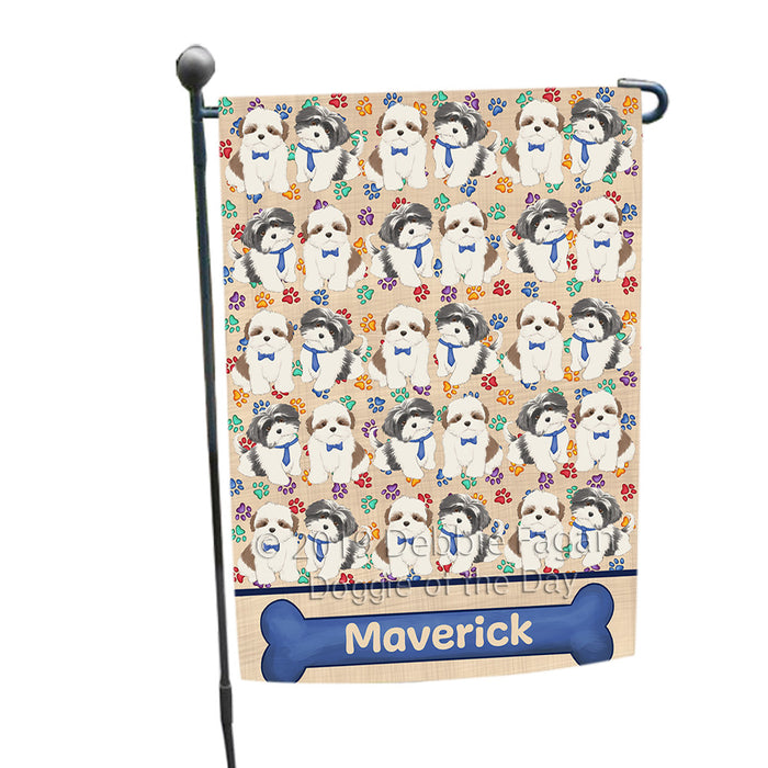 Rainbow Paw Print Shih Tzu Dogs Garden Flag GFLG65326