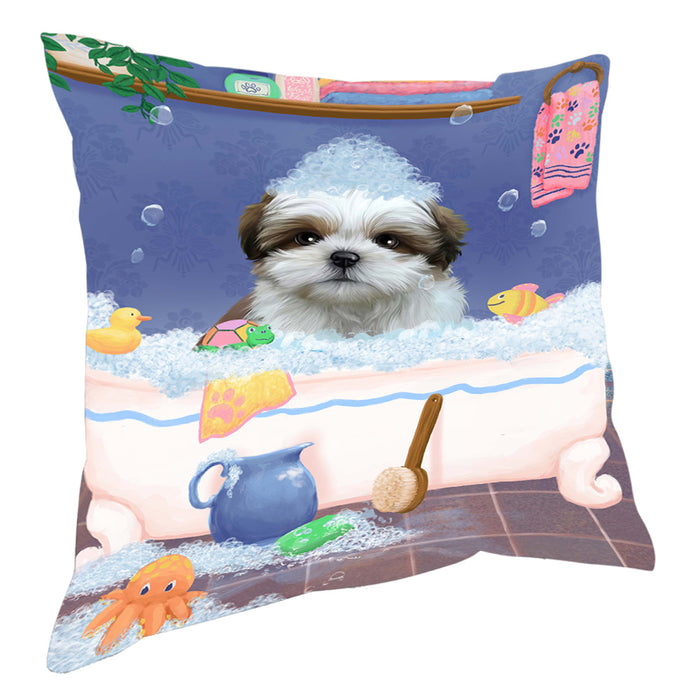 Rub A Dub Dog In A Tub Shih Tzu Dog Pillow with Top Quality High-Resolution Images - Ultra Soft Pet Pillows for Sleeping - Reversible & Comfort - Ideal Gift for Dog Lover - Cushion for Sofa Couch Bed - 100% Polyester, PILA90799