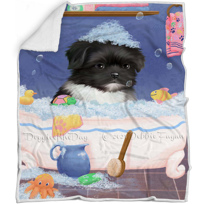 Rub A Dub Dog In A Tub Shih Tzu Dog Blanket BLNKT143158