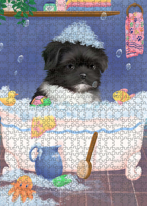 Rub A Dub Dog In A Tub Shih Tzu Dog Portrait Jigsaw Puzzle for Adults Animal Interlocking Puzzle Game Unique Gift for Dog Lover's with Metal Tin Box PZL361