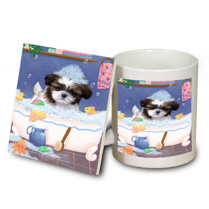 Rub A Dub Dog In A Tub Shih Tzu Dog Mug and Coaster Set MUC57442