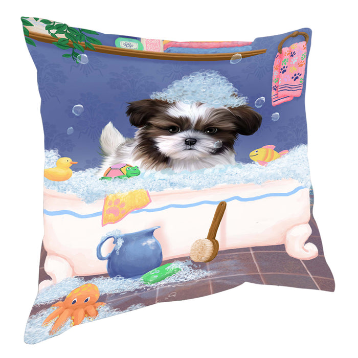 Rub A Dub Dog In A Tub Shih Tzu Dog Pillow with Top Quality High-Resolution Images - Ultra Soft Pet Pillows for Sleeping - Reversible & Comfort - Ideal Gift for Dog Lover - Cushion for Sofa Couch Bed - 100% Polyester, PILA90805