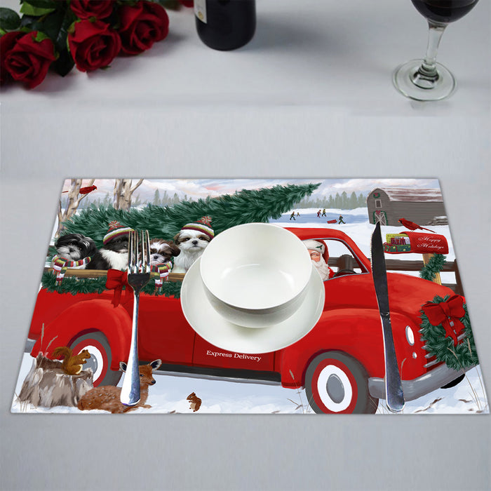 Christmas Santa Express Delivery Red Truck Shih Tzu Dogs Placemat