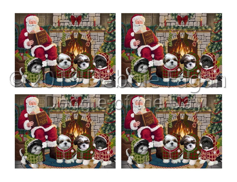 Christmas Cozy Holiday Fire Tails Shih Tzu Dogs Placemat