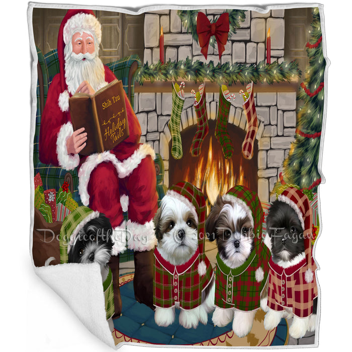 Christmas Cozy Holiday Tails Shih Tzus Dog Blanket BLNKT117930