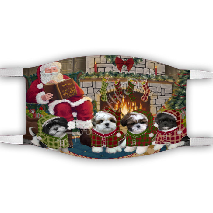 Christmas Cozy Holiday Fire Tails Shih Tzu Dogs Face Mask FM48668