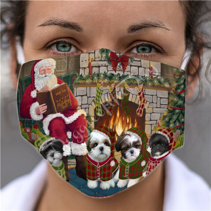 Christmas Cozy Holiday Fire Tails Shih Tzu Dogs Face Mask FM48668