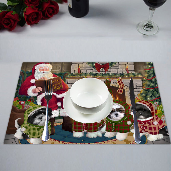 Christmas Cozy Holiday Fire Tails Shih Tzu Dogs Placemat