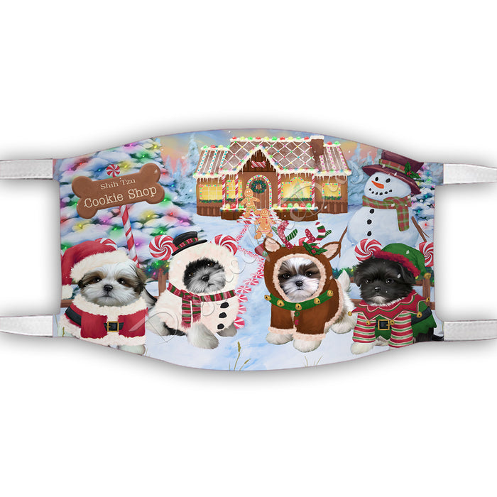 Holiday Gingerbread Cookie Shih Tzu Dogs Shop Face Mask FM48932