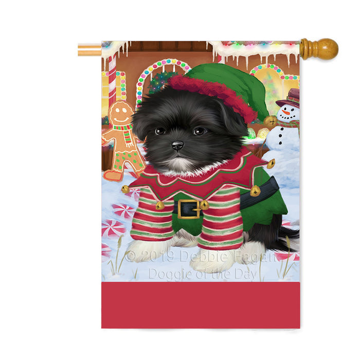 Personalized Gingerbread Candyfest Shih Tzu Dog Custom House Flag FLG63961