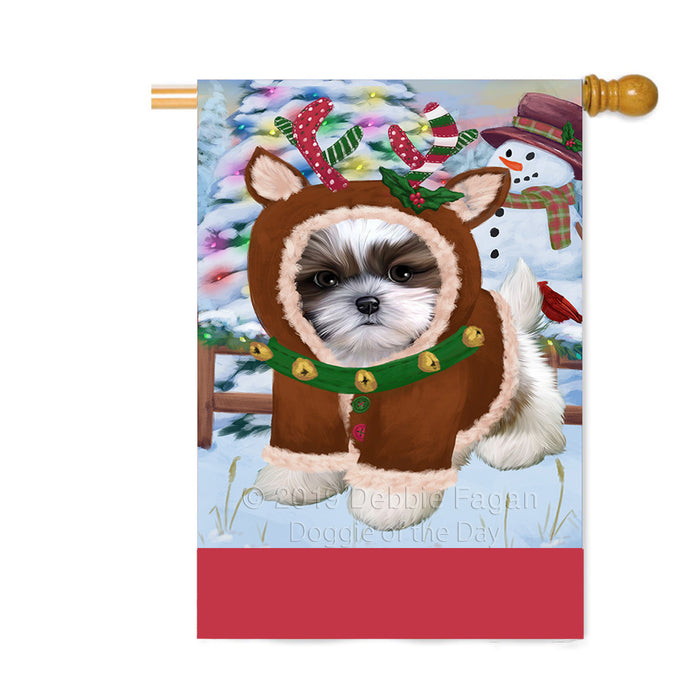 Personalized Gingerbread Candyfest Shih Tzu Dog Custom House Flag FLG63962