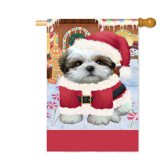 Personalized Gingerbread Candyfest Shih Tzu Dog Custom House Flag FLG63963
