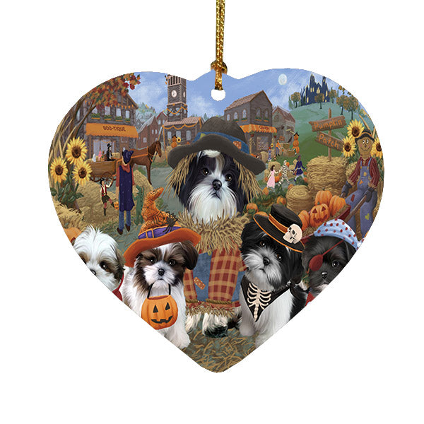 Halloween 'Round Town Shih Tzu Dogs Heart Christmas Ornament HPOR57704