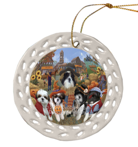 Halloween 'Round Town Shih Tzu Dogs Doily Ornament DPOR58068