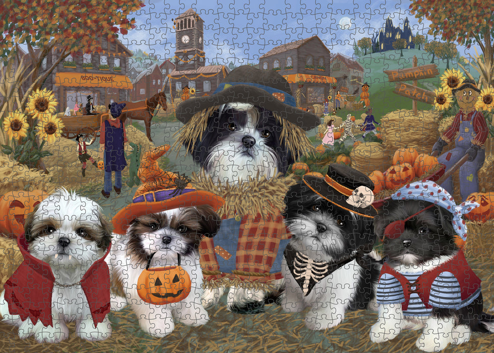 Halloween 'Round Town Shih Tzu Dogs Puzzle with Photo Tin PUZL98784