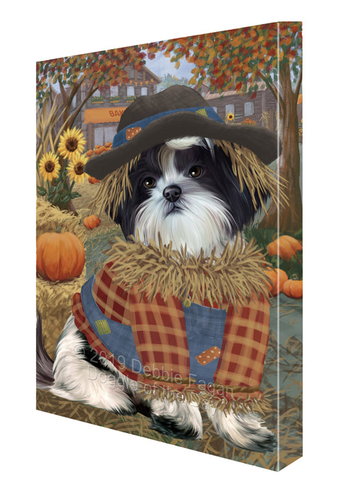 Fall Pumpkin Scarecrow Shih Tzu Dogs Canvas Print Wall Art Décor CVS144548