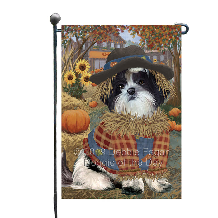 Fall Pumpkin Scarecrow Shih Tzu Dogs Garden Flag GFLG65809