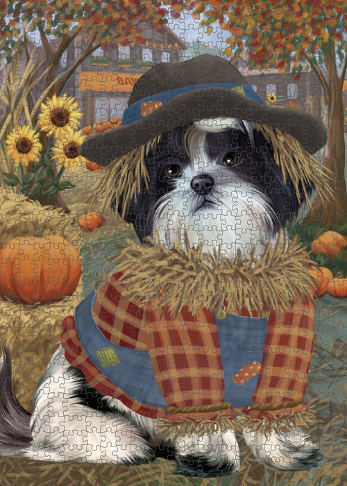Fall Pumpkin Scarecrow Shih Tzu Dogs Puzzle  PUZL99028