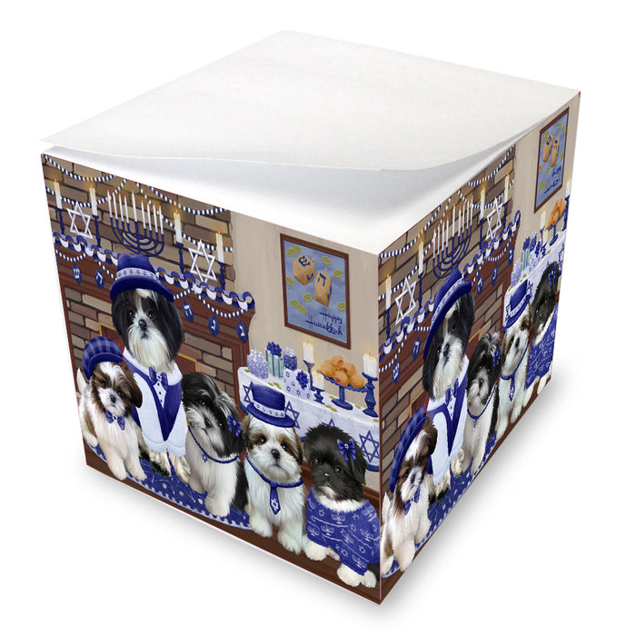 Happy Hanukkah Family Shih Tzu Dogs Note Cube NOC-DOTD-A56588