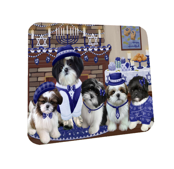 Happy Hanukkah Family Shih Tzu Dogs Coasters Set of 4 CSTA57877