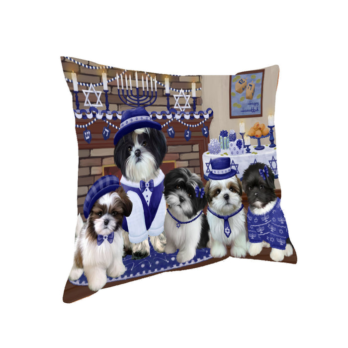 Happy Hanukkah Family Shih Tzu Dogs Pillow PIL85288