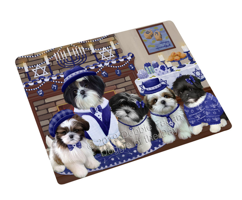 Happy Hanukkah Family Shih Tzu Dogs Cutting Board - For Kitchen - Scratch & Stain Resistant - Designed To Stay In Place - Easy To Clean By Hand - Perfect for Chopping Meats, Vegetables