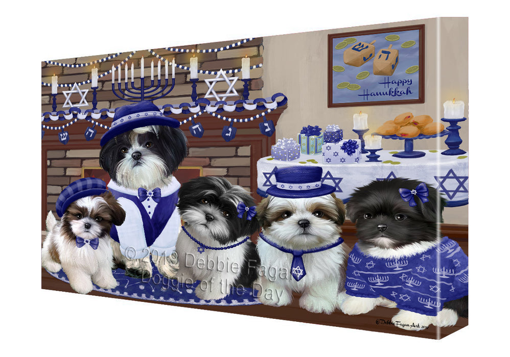 Happy Hanukkah Family Shih Tzu Dogs Canvas Print Wall Art Décor CVS144269