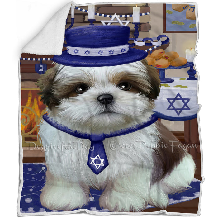 Happy Hanukkah Shih Tzu Dog Blanket BLNKT144046