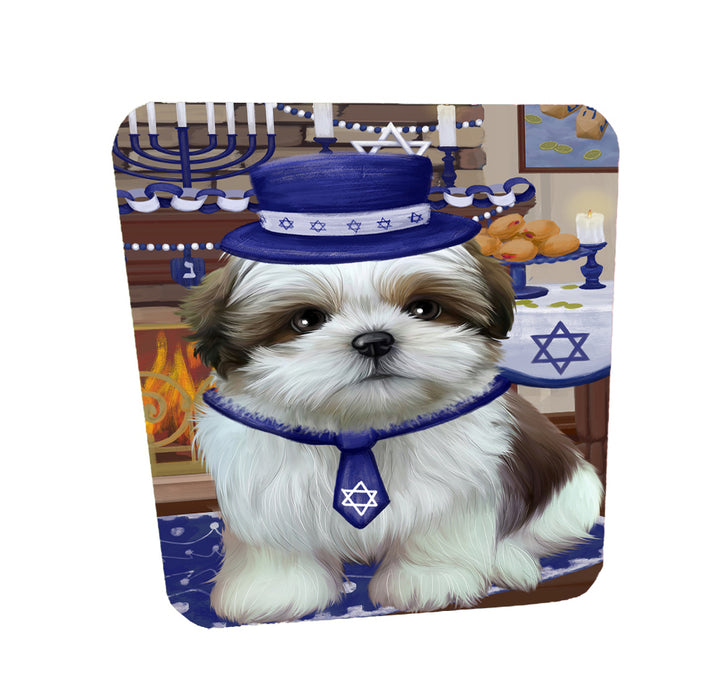 Happy Hanukkah Family Shih Tzu Dogs Coasters Set of 4 CSTA58762